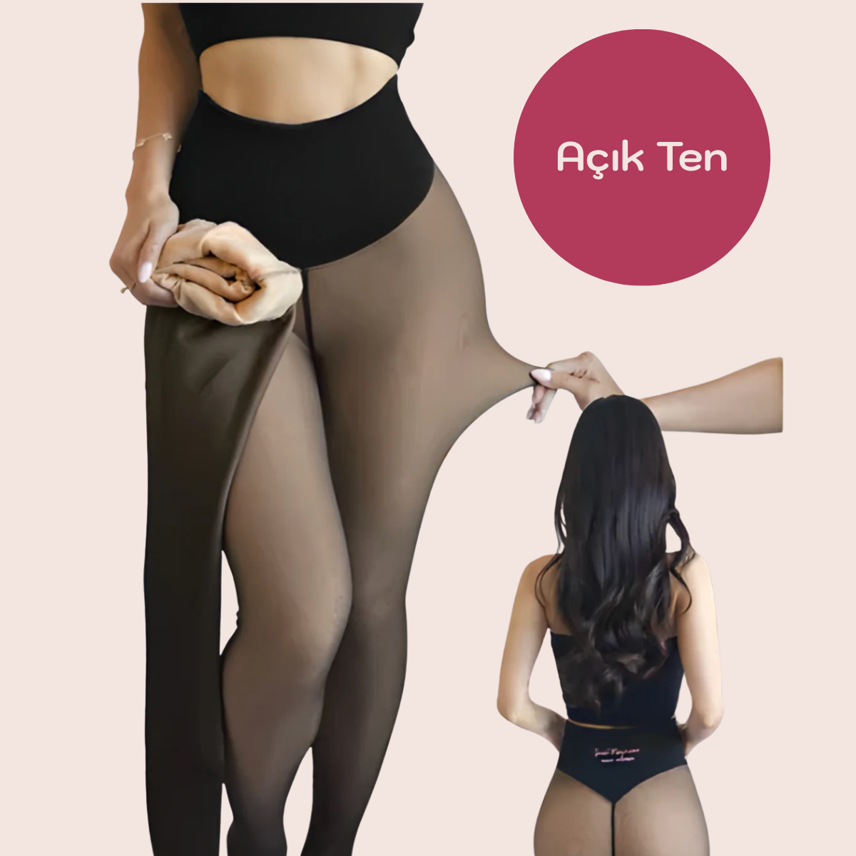 Restify Tek Dikişli Şekillendirici Ten Görünümlü Polar Tayt