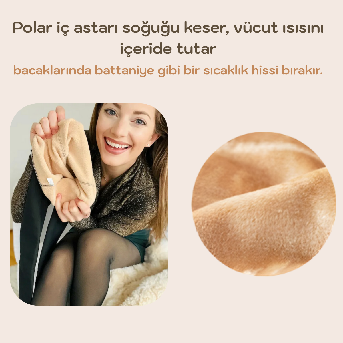 Restify Tek Dikişli Şekillendirici Ten Görünümlü Polar Tayt