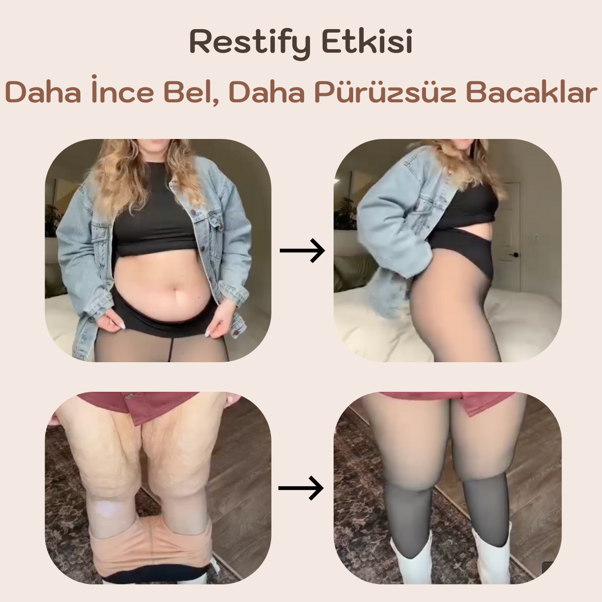 Restify Tek Dikişli Şekillendirici Ten Görünümlü Polar Tayt